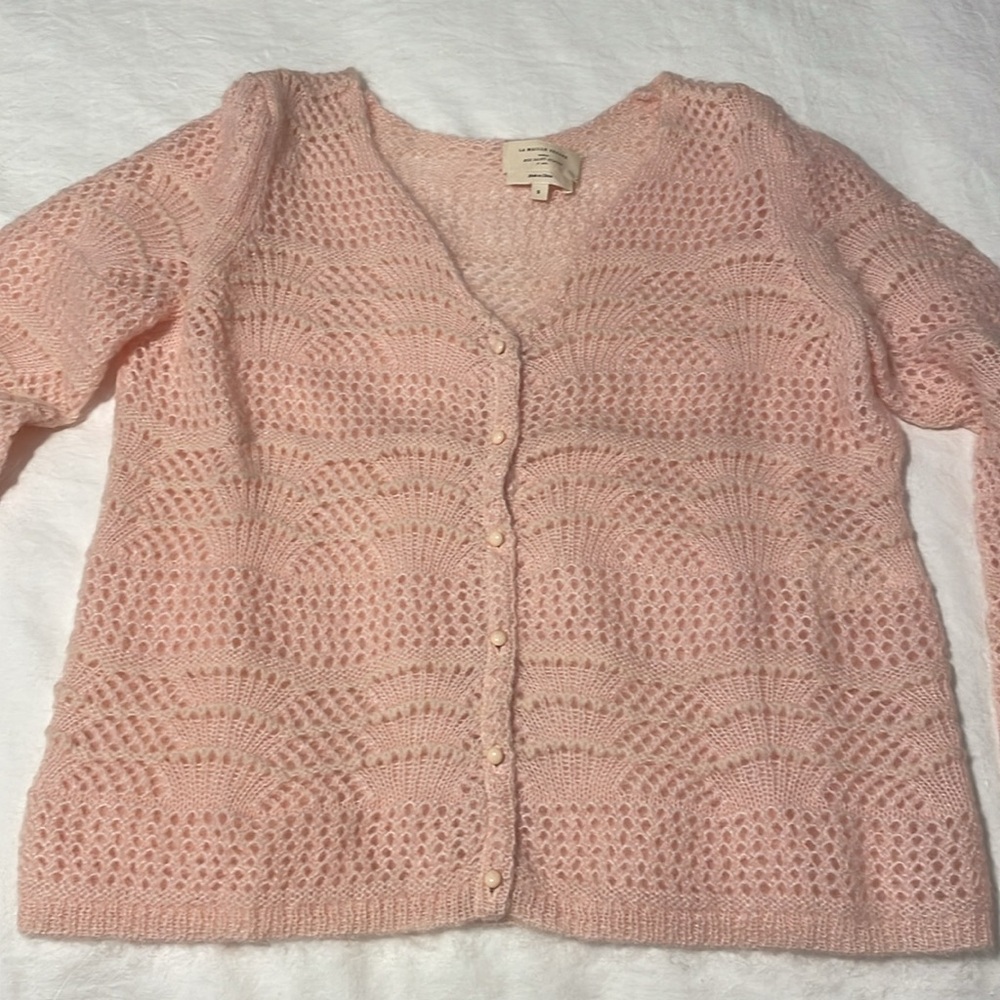 SEZANE Alanis Jumper Cardigan in Rosy Beige Small